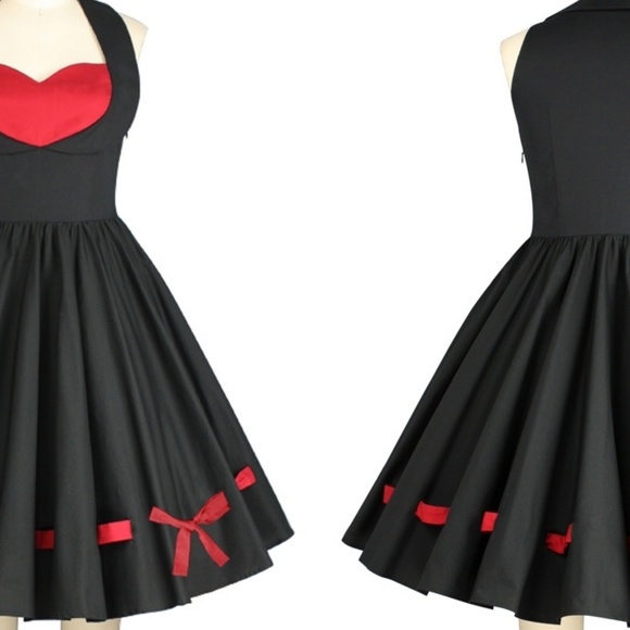 Pin Up Clothing Pocket Shelf Bust Dress 1950s Bow - Picture 3 of 8